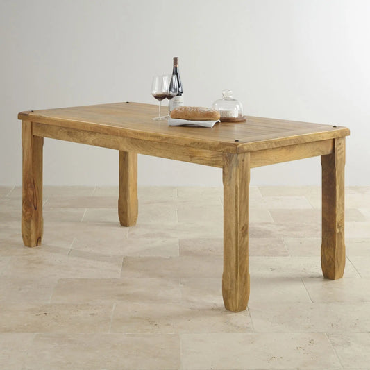 Mango wood rectangle shape devi five seater dining table.