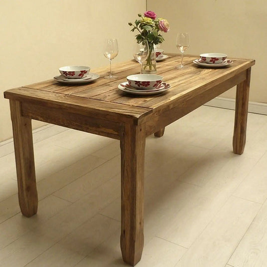 Solid wood rectangle shape Devi six seater dining table.
