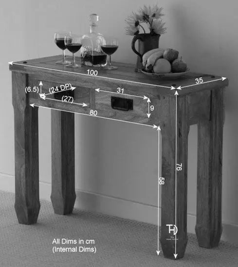 Mango Wood Two drawer Console table online.