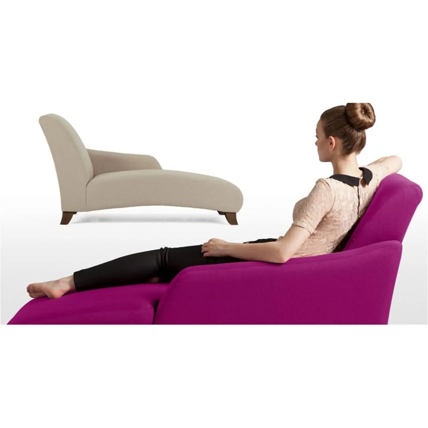 Solid sheesham wood beige chaise lounger.