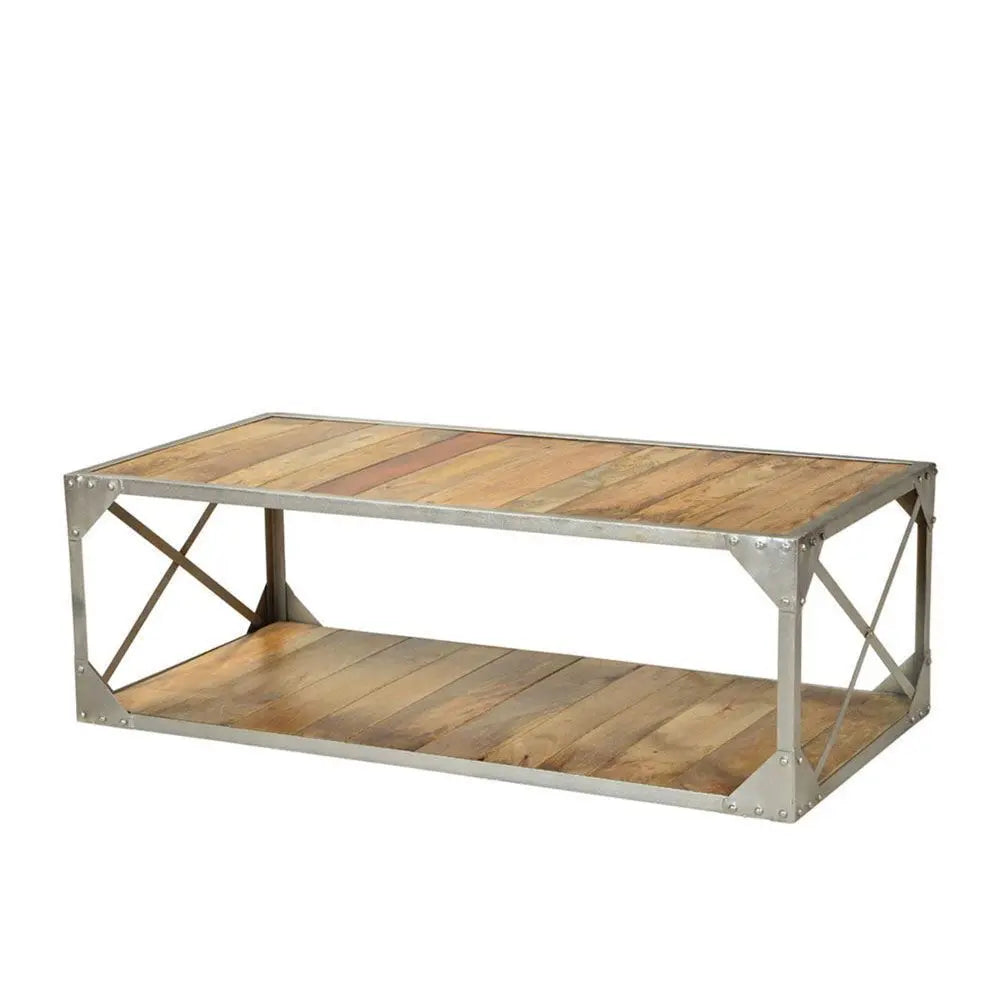 Solid wood and Metal frame rectangle shape One shelff Fiona coffee table.