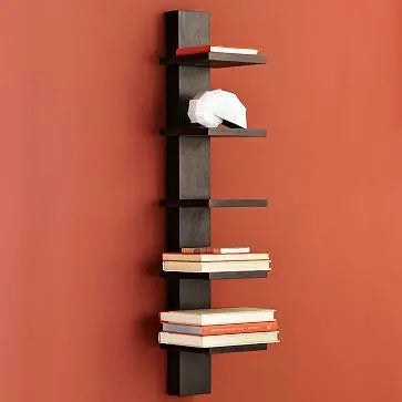 Vertical wall Five Floating shelves made in Solid Sheesham Wood.