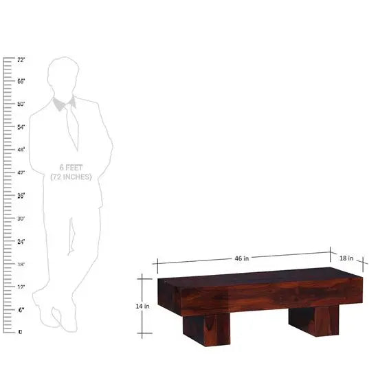 Wooden rectangle shape logatto coffee table in honey finish.