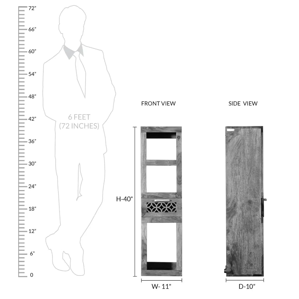 Sheesham wood One Drawer three shelf Iyra wall shelf.