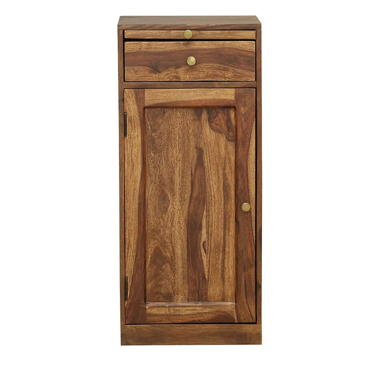 Solid sheesham wood one door and one drawer meeg bar cabinet natural.