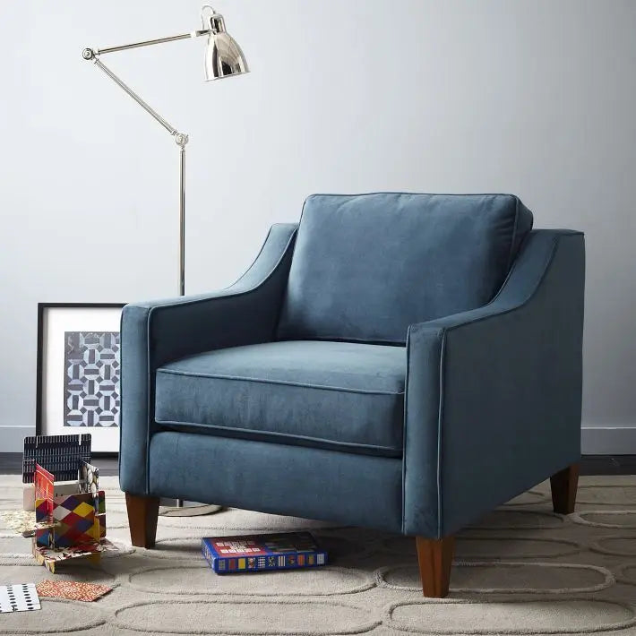 Solid Wood One Seater Blue Armrest neon Sofa.