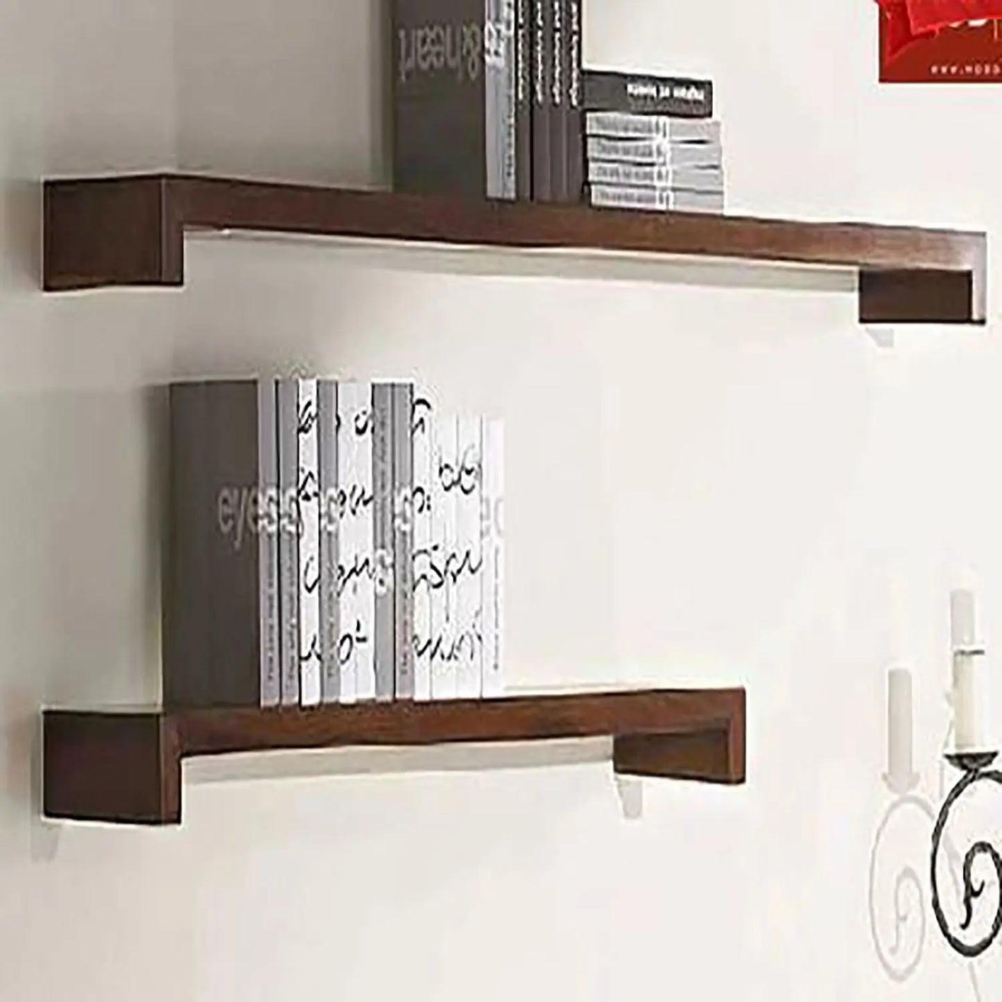 Solid wood Rectangle shape Oli Shelves for wall set 2 pcs.