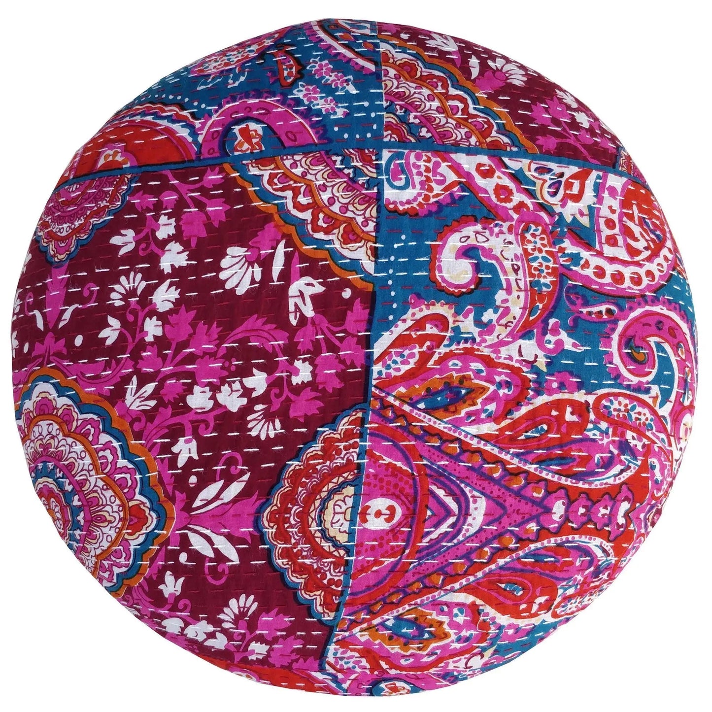 Round Shaped Carving Legs Red Pejali Chowki.