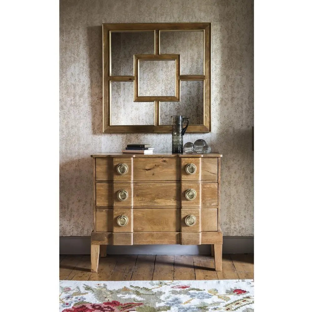 Solid Mango Wood Three Drawer Ran Chest.