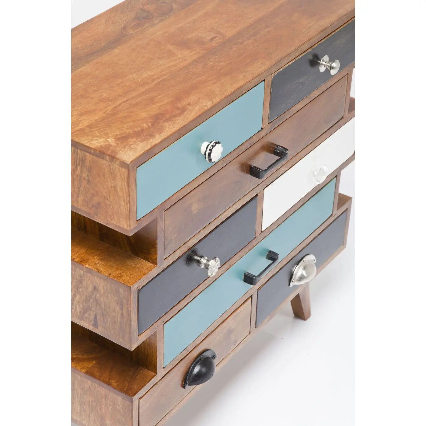 Solid Mango Wood Multicolor Eight Drawers Ran Dresser.