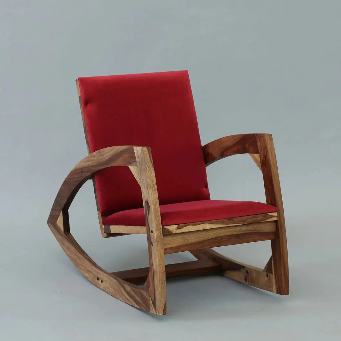 Solid Wood Designer Upholstery Rocking Chair.