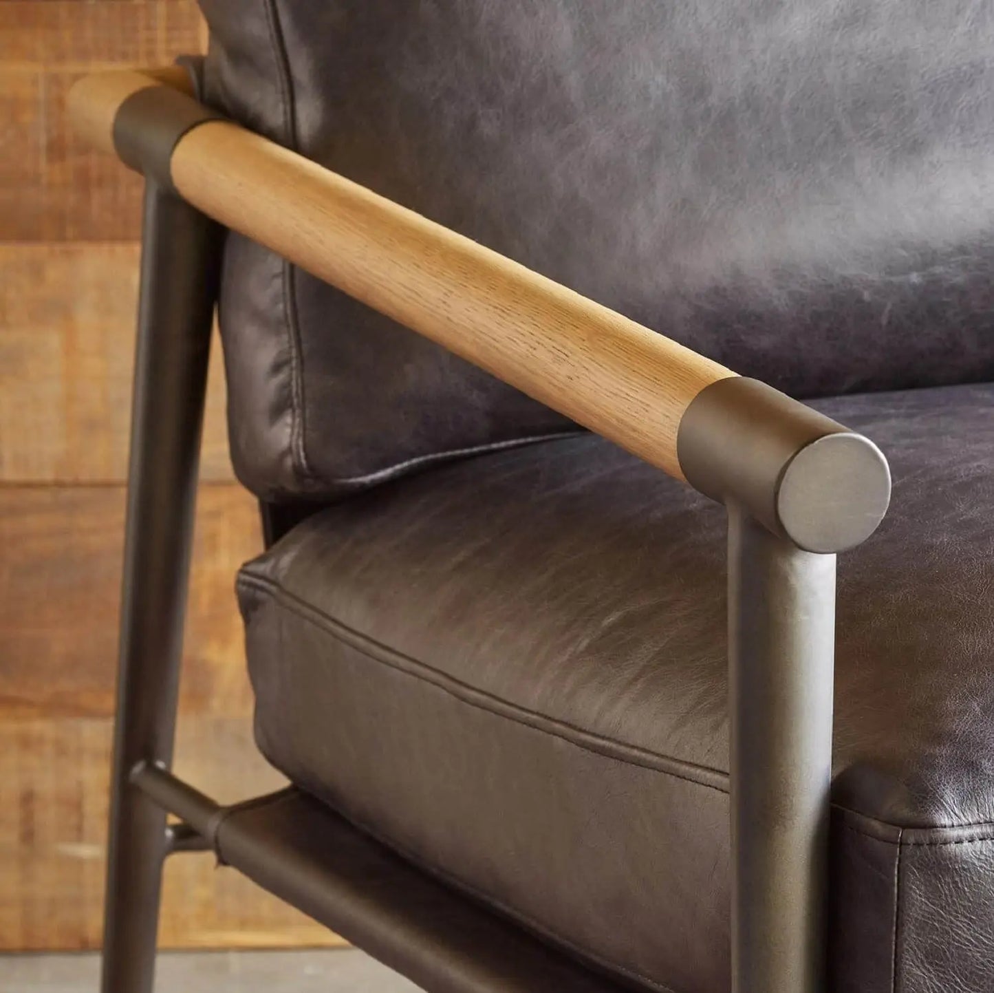 Solid Sheesham wood and Metal Frame Sereta armchair.