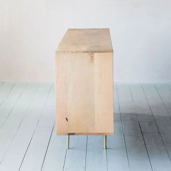 Four Door Vanice Sideboard made in Solid mango Wood and metal legs with cone Design.