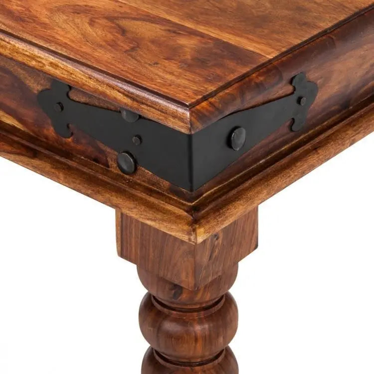 Solid Wood A Rectangle Shape Vintage four Seater Dining Table With Metal Bracket.