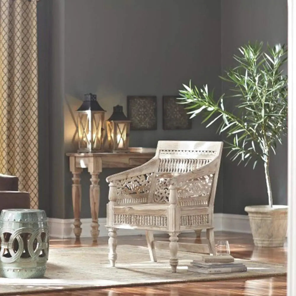 Solid Sheesham Wood Carving and Ghirlee Design Vintage Sofa One Seater.