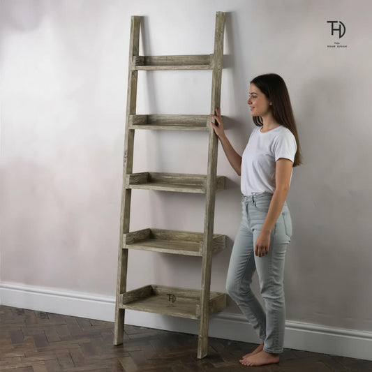 Six Ladder Design LadWing Bookcase Made in Solid Mango Wood. 