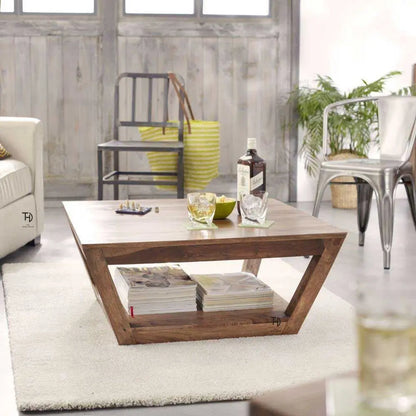 A square Double top Molaatto coffee table made in Solid sheesham wood. 