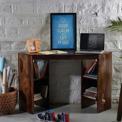 Solid Wood Corno Dune Desk. Shelf inside for keeps book and other accessories.