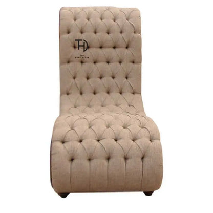 Beige tufted Bloxi cream lounger made in Solid sheesham wood. 