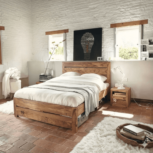 Solid Sheesham Wood Harry king Bed With mattress Size 6.5 by 6 Feet. 