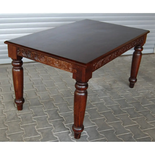 Solid wood Side carving Dome five seater dining table. 