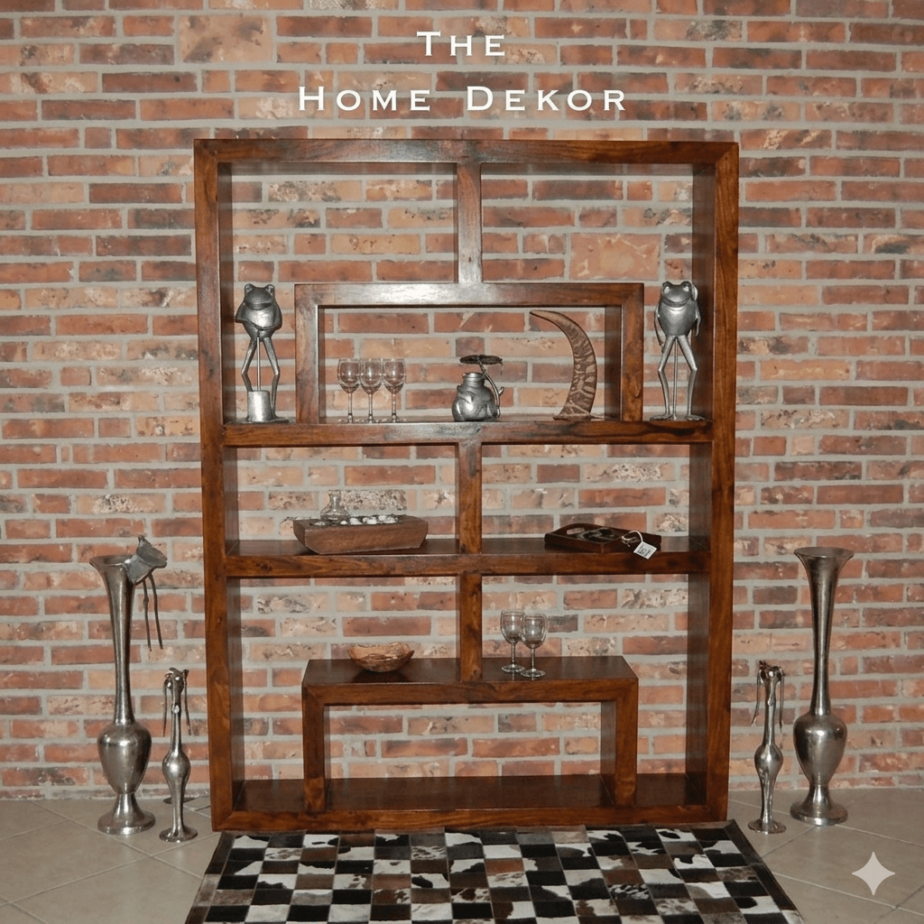 Open Shelf Dune Display Bookshelf cum Room Separator Made in Solid Sheesham Wood.