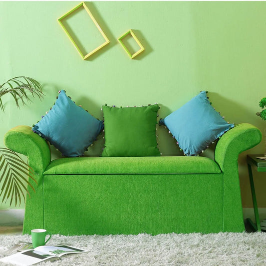 Storage box Almondo sofa bench green with Armrest. 