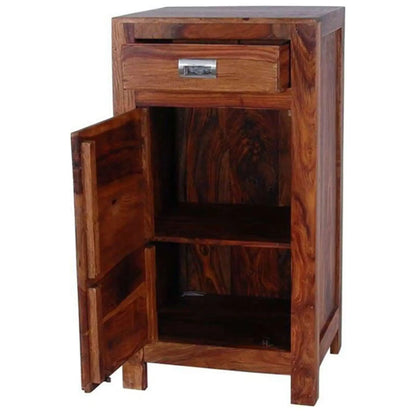Solid sheesham wood One door and One drawer Brin bathroom cabinet. 