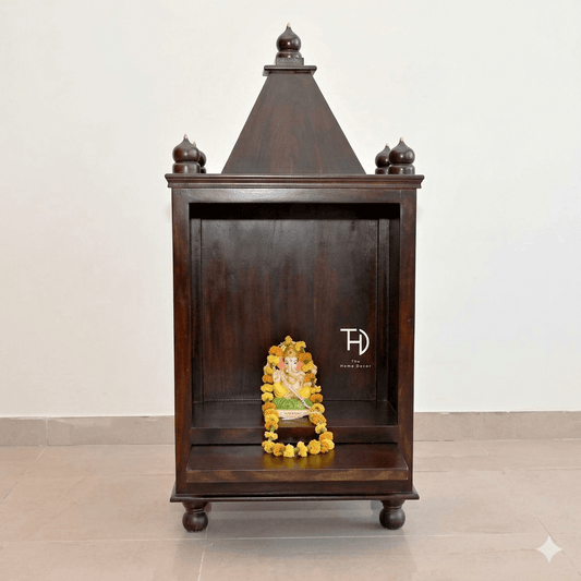 One Open Rack Deity stand online For Keeps Your God idols. This Deity Stand Made in Solid Sheesham Wood and Brass Decoration For Looks Beautiful.  
