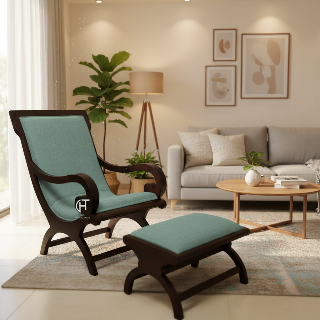 Rambo Relax Chair with Stool Green – The Home Dekor