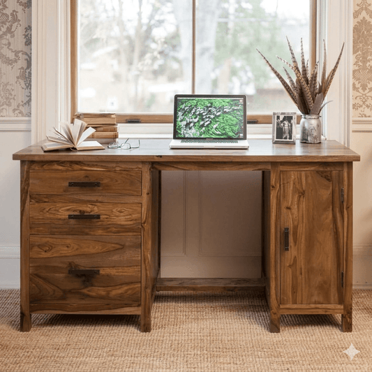 Solid Wood One Door Three Drawer Sloppy Textter Desk