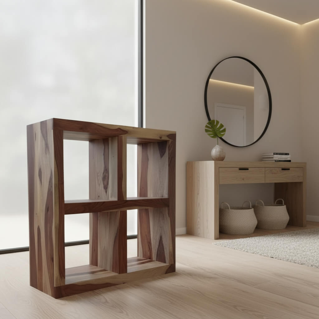 Solid Wood Four Box Bookshelf. 