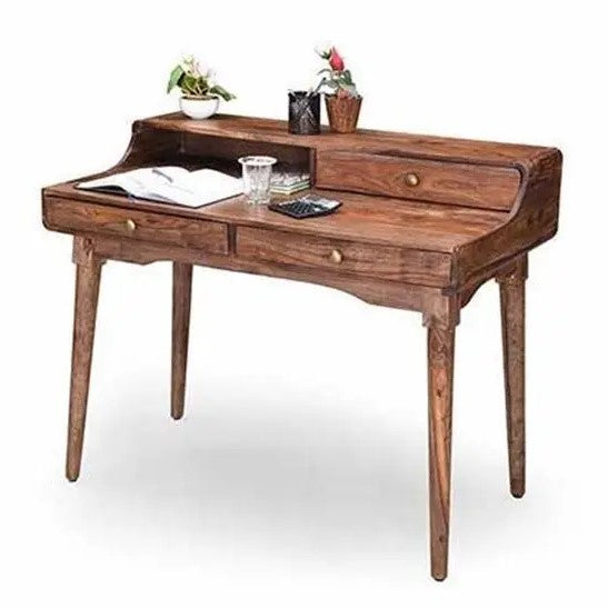 Solid Wood Three Drawer One Shelf Turner Desk. 