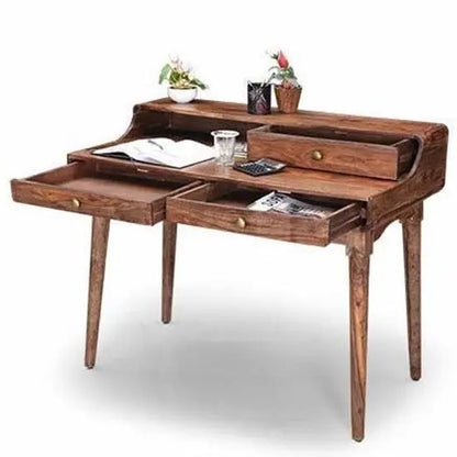 Wooden Three Drawer One Shelf Turner Desk 