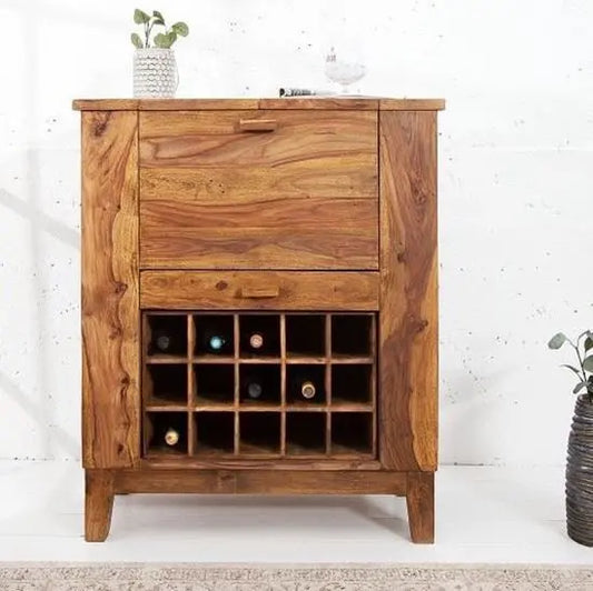 One Flap Door and One Drawer Top Expendable Nisha Bar Cabinet Honey. 