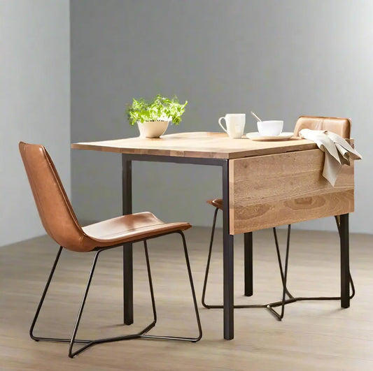 Solid Wood and Metal Legs Lowe Extension Table. 