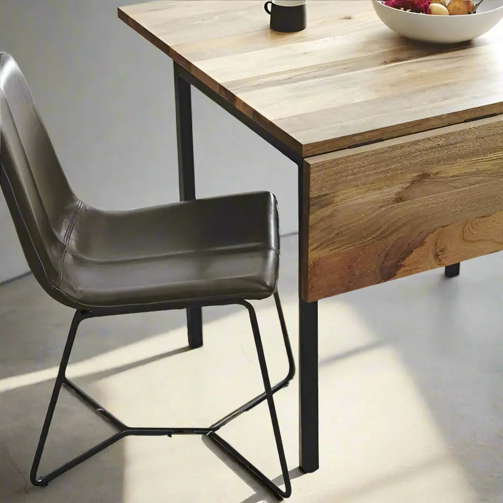 Wooden and Metal Legs Four Seater Lowe Extension Table. 