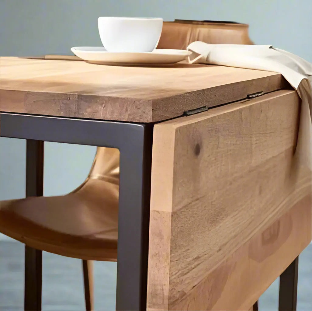 Solid Mango Wood and Metal Legs Four Seater Lowe Extension Table. 