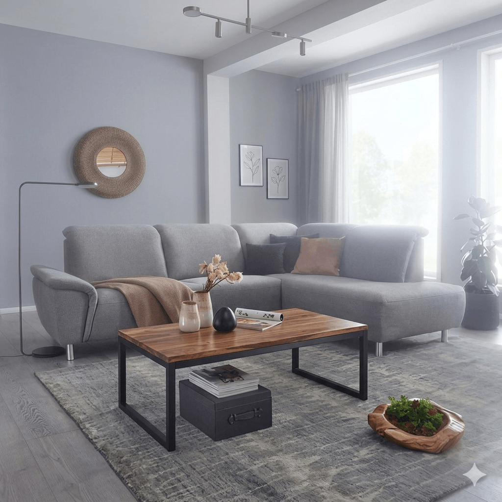 A modern design Marshal coffee table with a Sheesham wood top and metal frame.