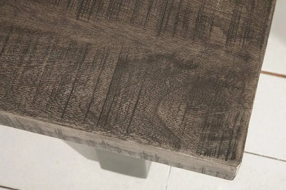 Mango wood and metal frame rectangle shaped dark jett coffee table.   