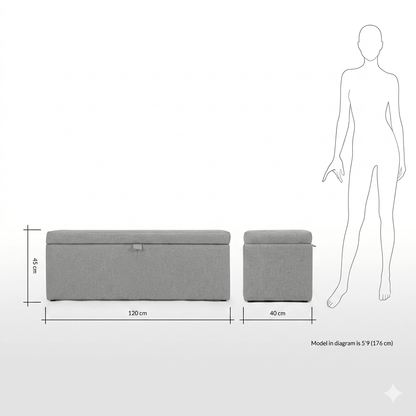 Storage box with sitting