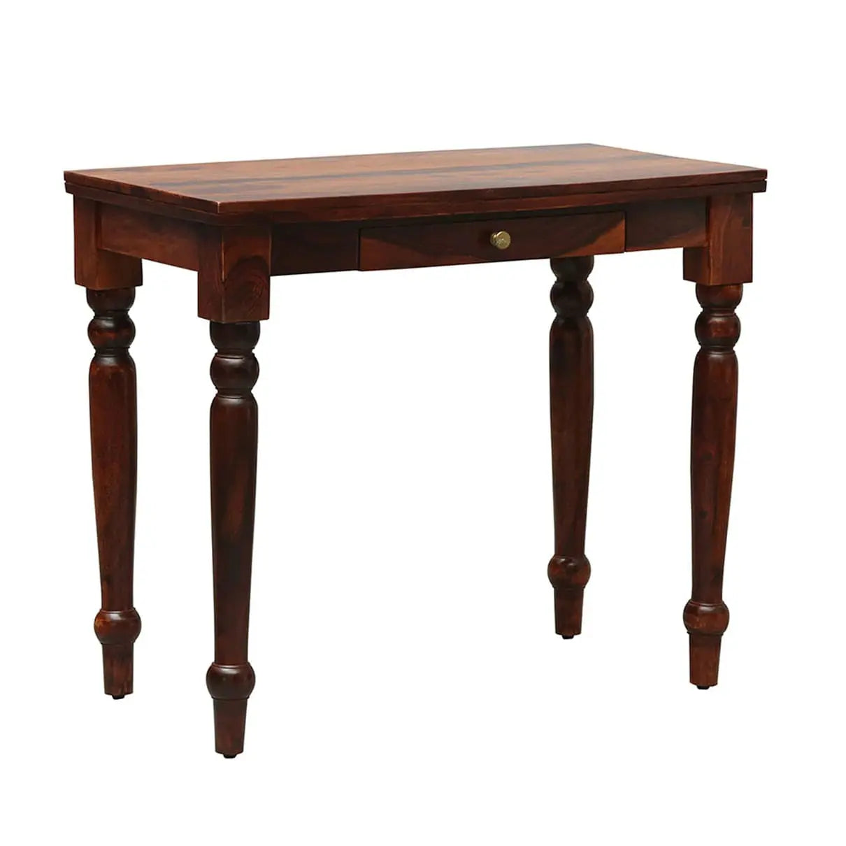 Sheesham wood one drawer rectangle shape Lazer study table honey. 