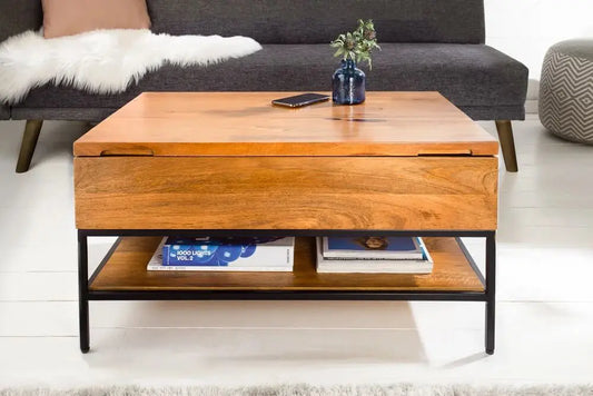 Solid wood and Metal frame Ama lift on coffee table with lift-top. 
