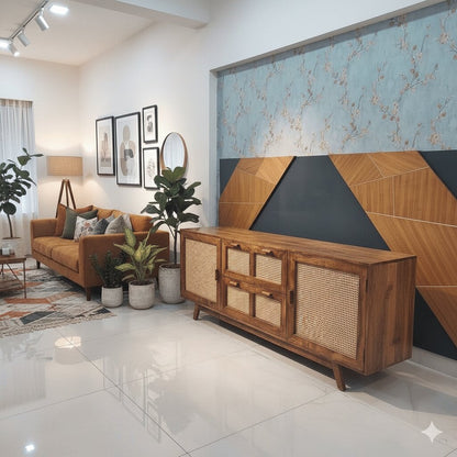 Mango Wood Two rattan door and Two rattan drawer Atlanta Sideboard.