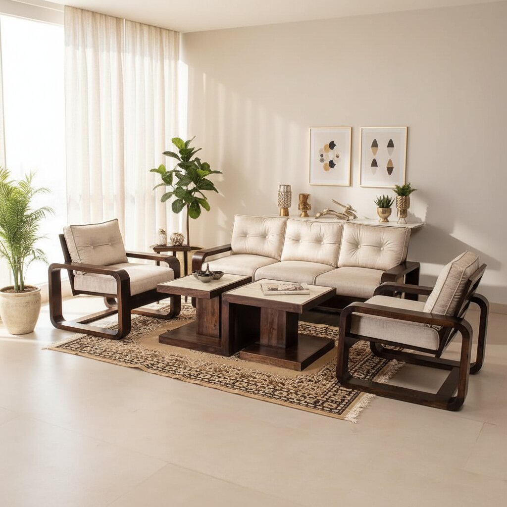 Solid Wood five seater Berlin Sofa Set. 