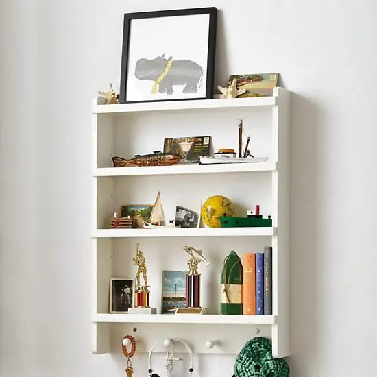 Solid sheesham wood three compartments and one shelf for key hanger Childrens wall shelf. 