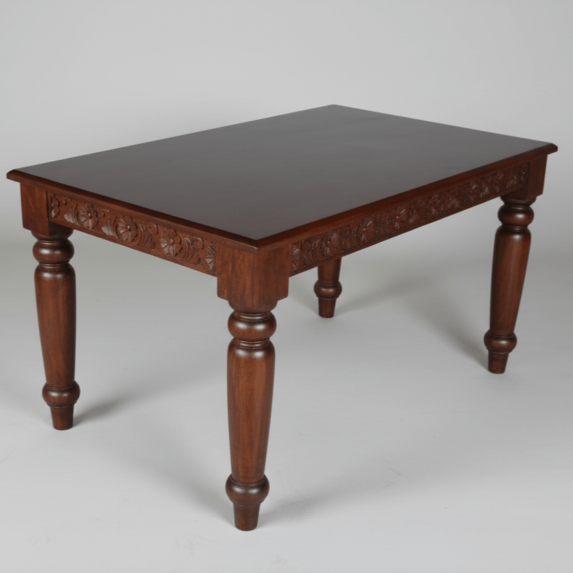 Wooden Rectangle shape Dome Six seater dining table with intricate carvings. 