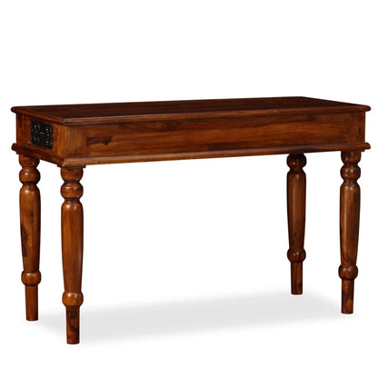 Intricate Design Metal Jali and Solid Sheesham Wood One Drawer Earth Console Table with Carved Legs. 