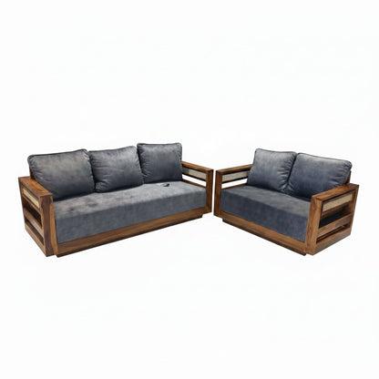 Wooden Lumber Sofa 5 Seater with side cane fanti.  