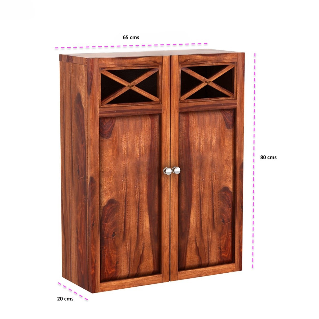 Two Door Wall Mars Bathroom Rack Made in Solid Wood. 